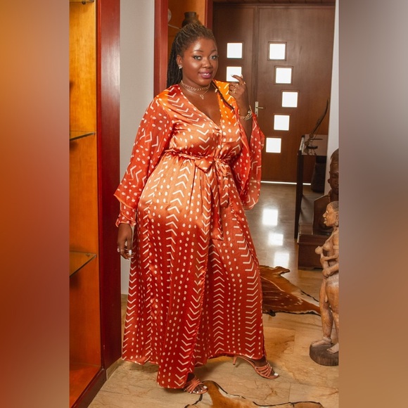 Silk Pant Jumpsuit Peach Size XL - Picture 4 of 4